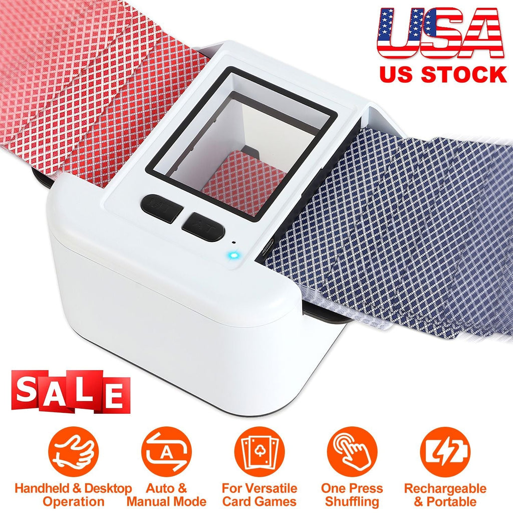 2 Deck Rechargeable Automatic Card Shuffler Professional Card Shuffler for for Texas Hold\'em Poker UNO with Auto Manual Mode Handheld Desktop