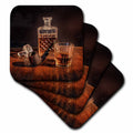 3dRose Whiskey Decanter and glass with Tobacco Pipe - Coasters (cst_338547)