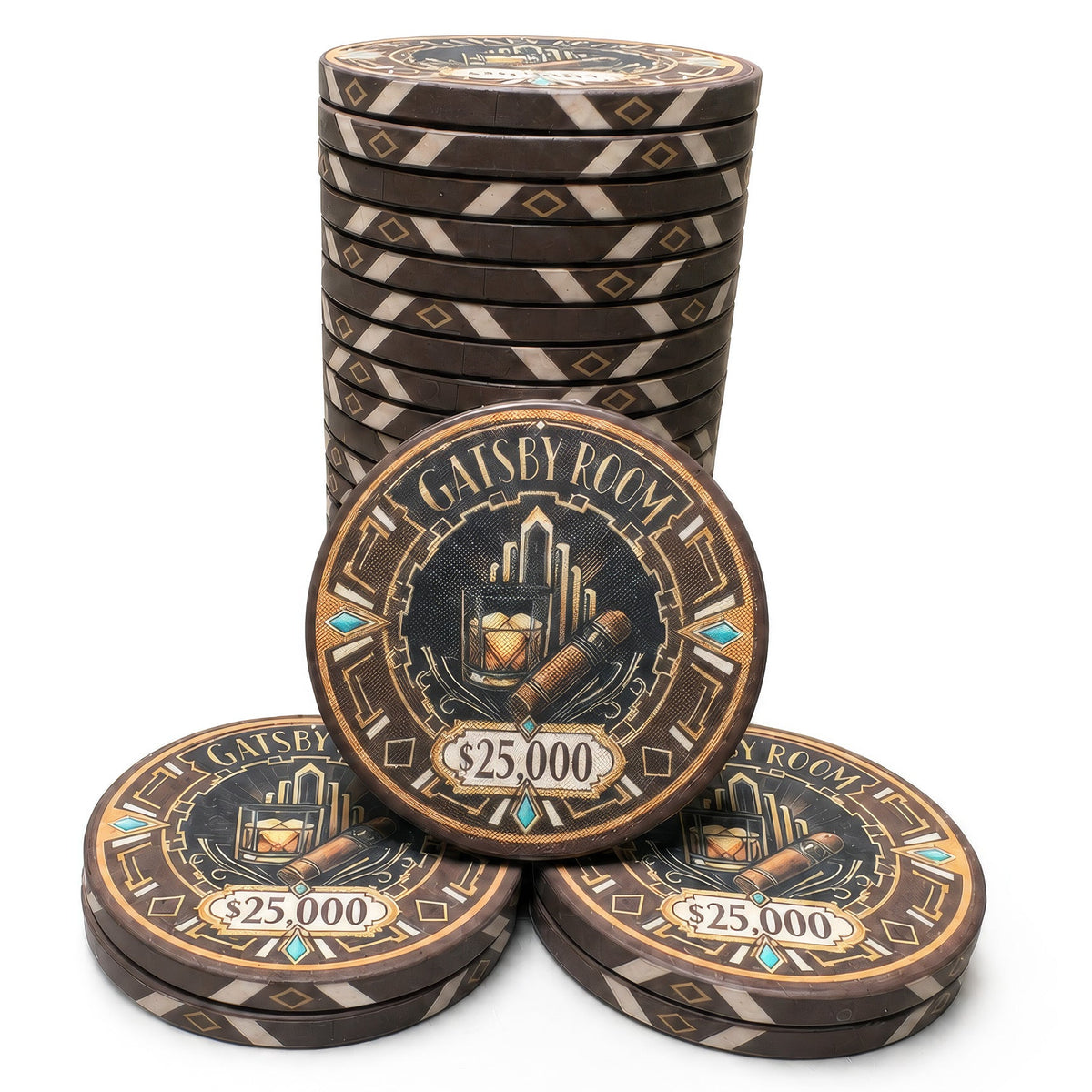 Gatsby Room Ceramic Poker Chips - Pack of 25