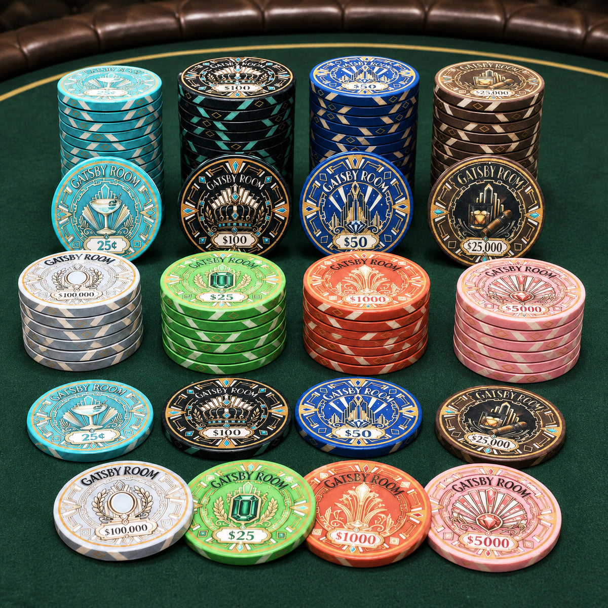 Gatsby Room Ceramic Poker Chips - Pack of 25