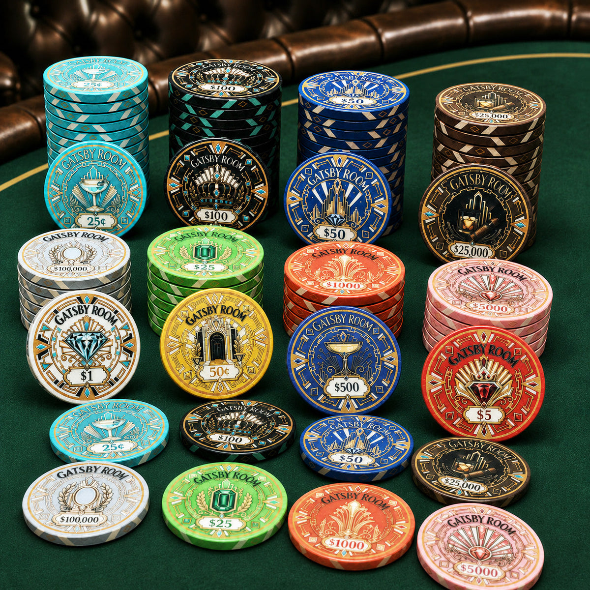 Gatsby Room Ceramic Poker Chips - Pack of 25
