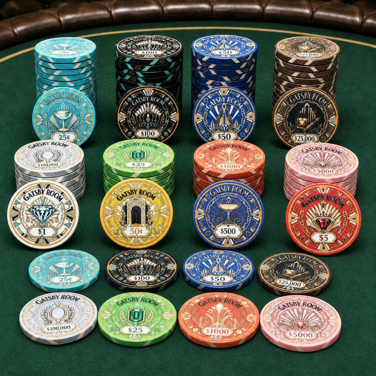 Gatsby Room Ceramic Poker Chips - Pack of 25