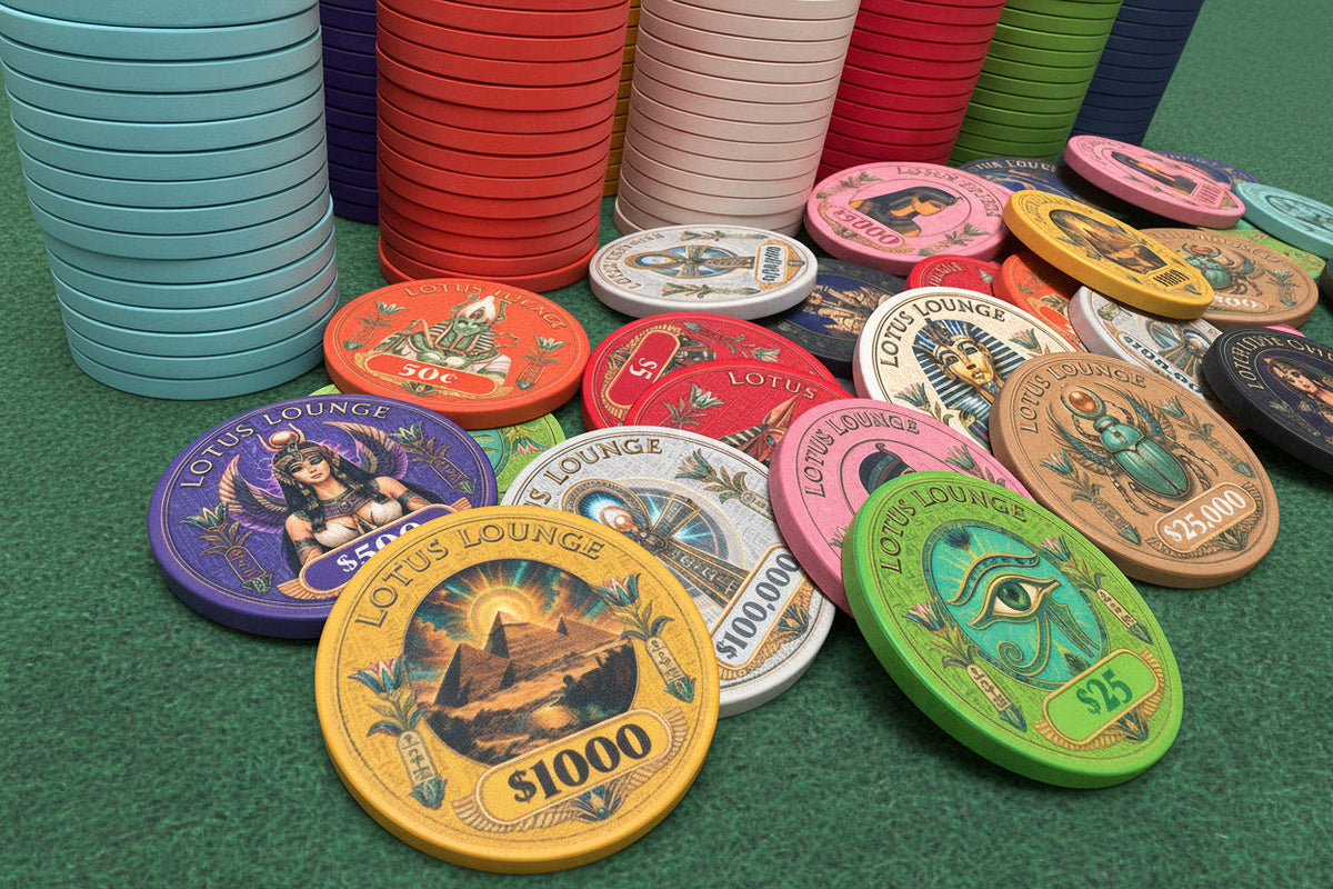 Lotus Lounge Ceramic Poker Chips - Pack of 25