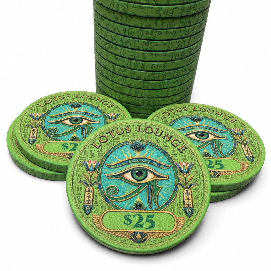 Lotus Lounge Ceramic Poker Chips - Pack of 25