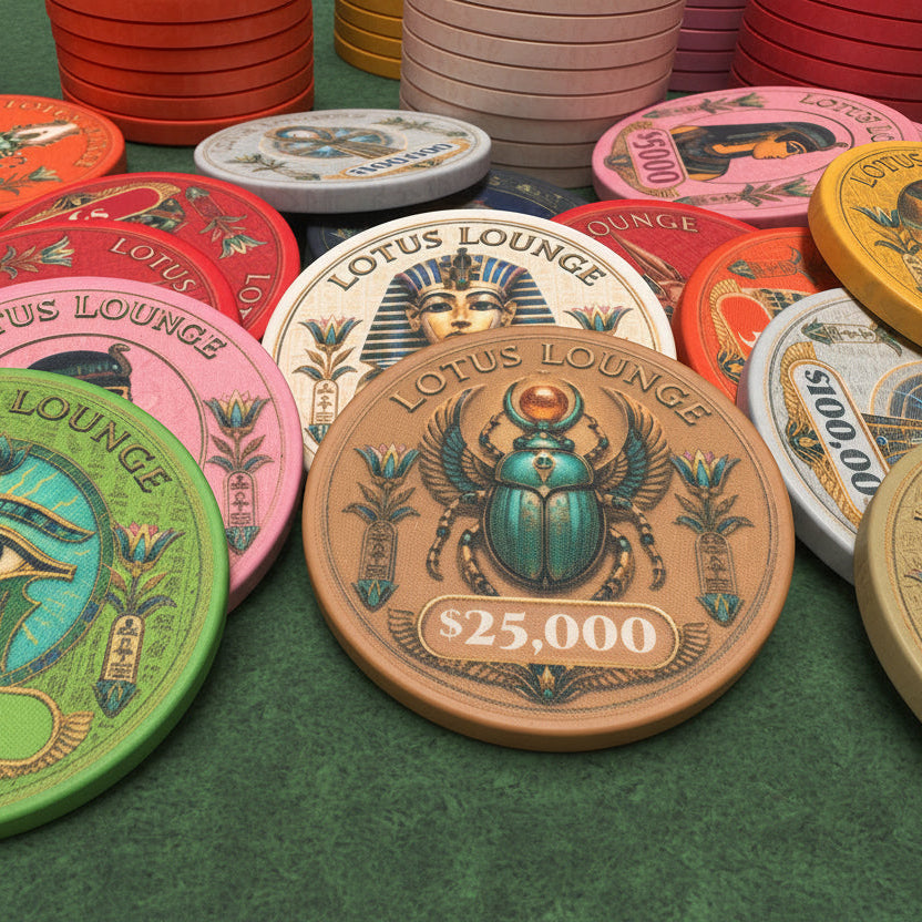 Lotus Lounge Ceramic Poker Chips - Pack of 25