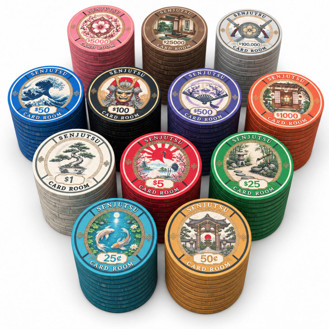Senjutsu Card Room Ceramic Poker Chips - Pack of 25