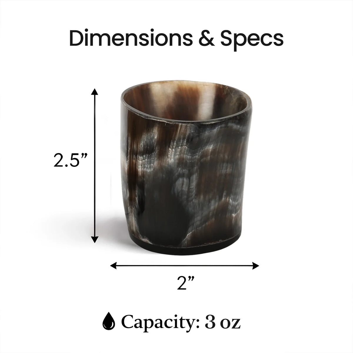 Buffalo Horn Whiskey Shot Glasses 6.5 oz - (Pack of 2)