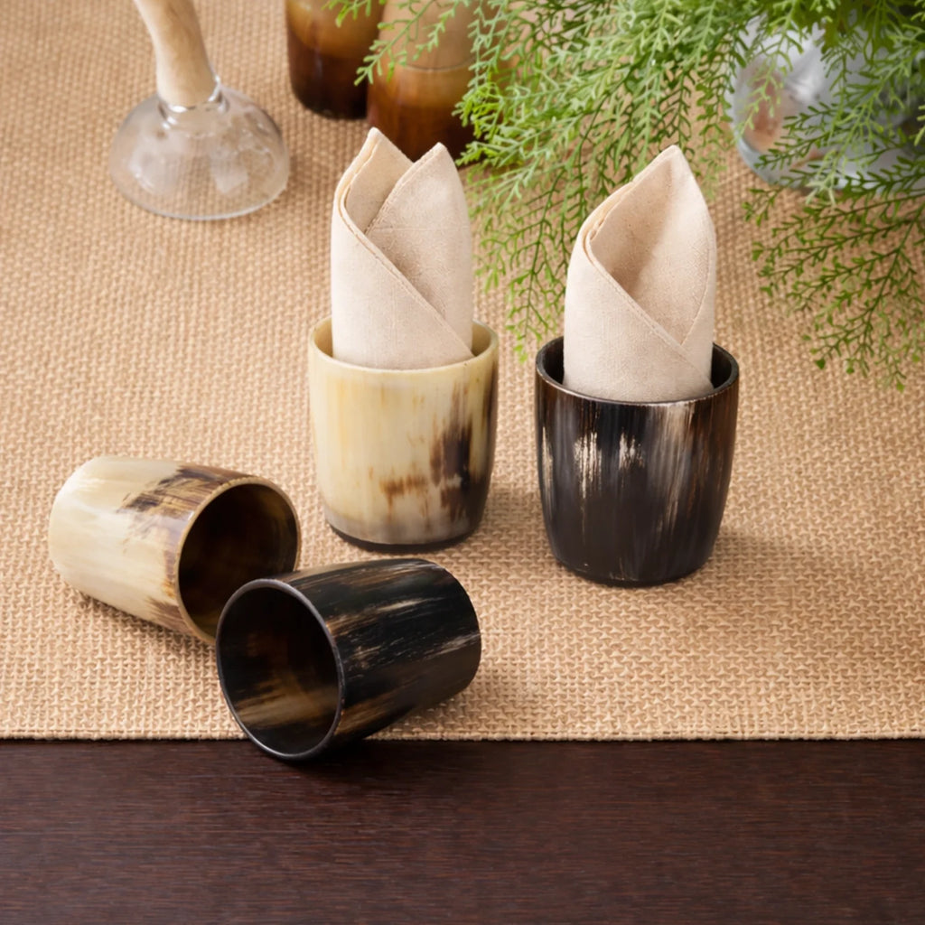 Buffalo Horn Whiskey Shot Glasses 6.5 oz - (Pack of 2)