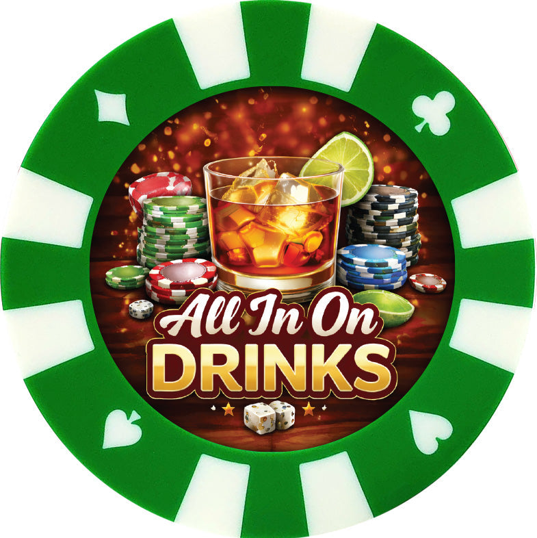 Poker Chip Drink Coasters – Giant Casino-Style Poker Coasters
