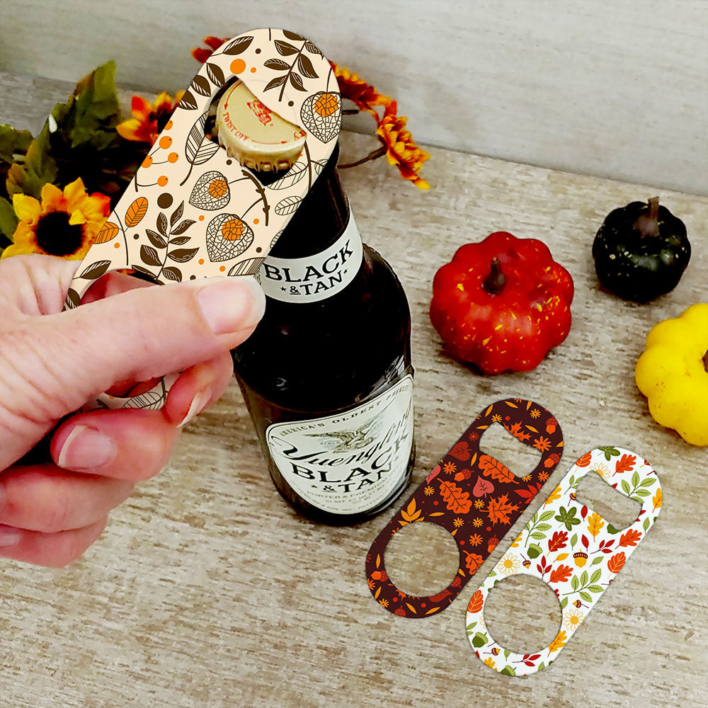 Autumn Pattern Mini Bottle Openers - Sold in Packs of 3 or Individually