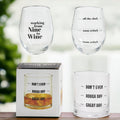 Whiskey Or Wine Stemless Glass Gift Set With Funny Barware Saying And Gift Box For Wine Lovers